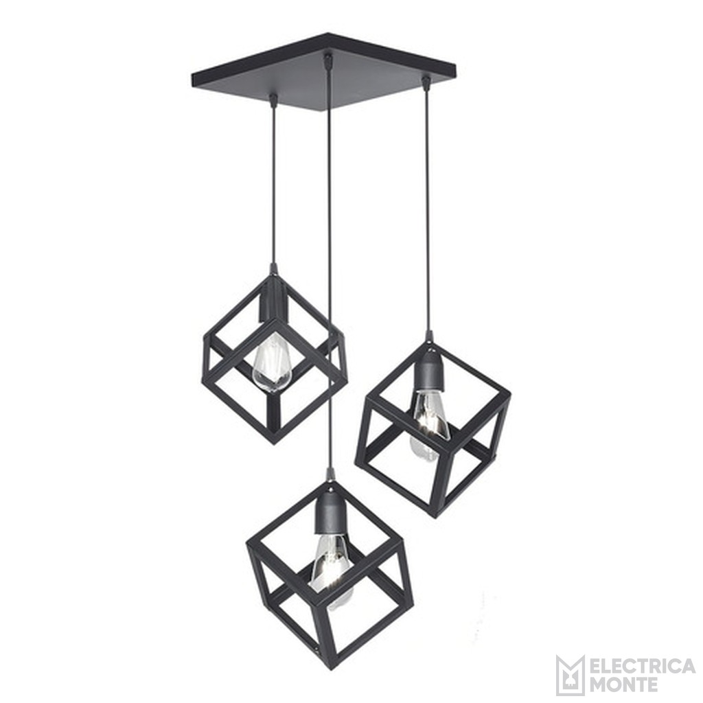 Colgante "CUBO" 3 Luces Negro
