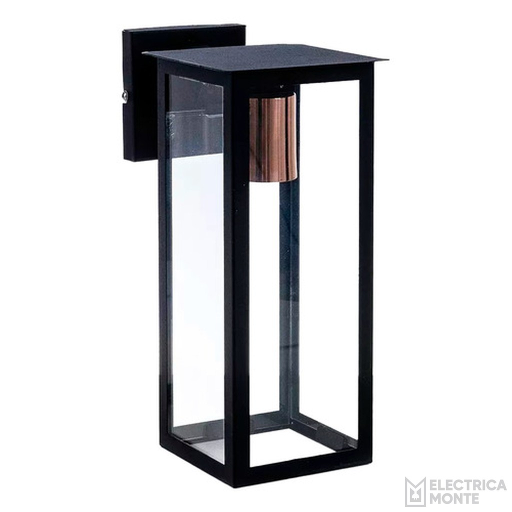 Farol "NOVARA" con mensula y vidrio transparente 31 cm Negro