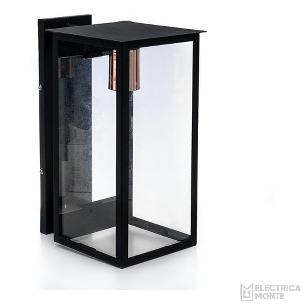 Farol "NOVARA" con mensula y vidrio transparente 37 cm Negro