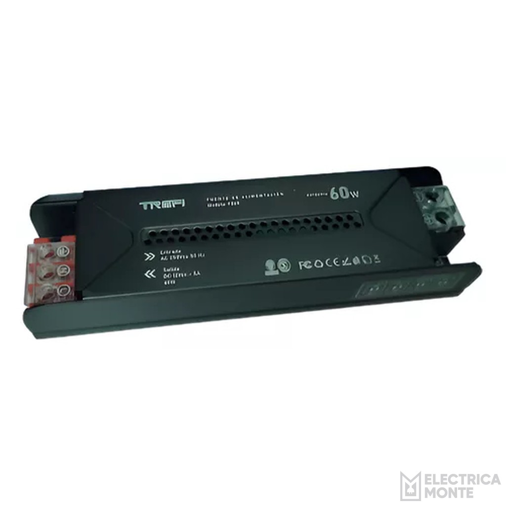 Fuente Transformador Slim Black 12V 60W 5A Trefilight