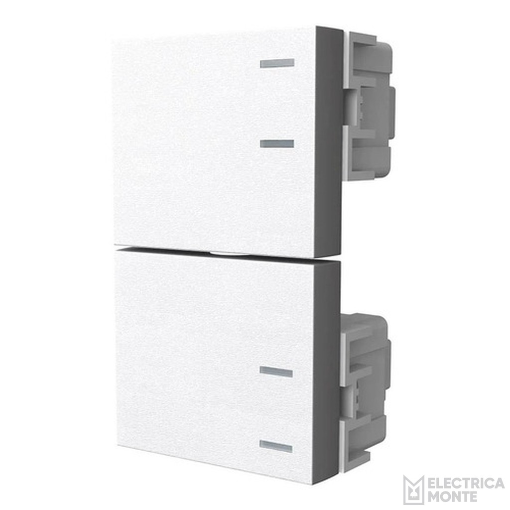 2 Interruptores Unipolares 220Vca - 10A (½ Teclón) Platinum Blanco Jeluz