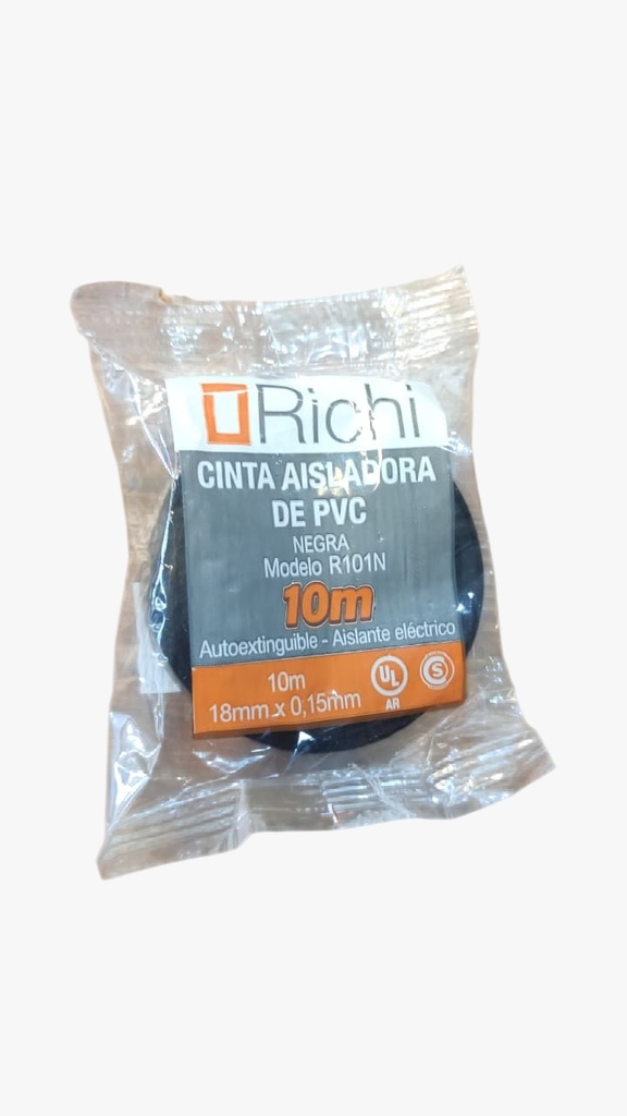 Cinta Aisladora PVC Negra x10 mts Richi