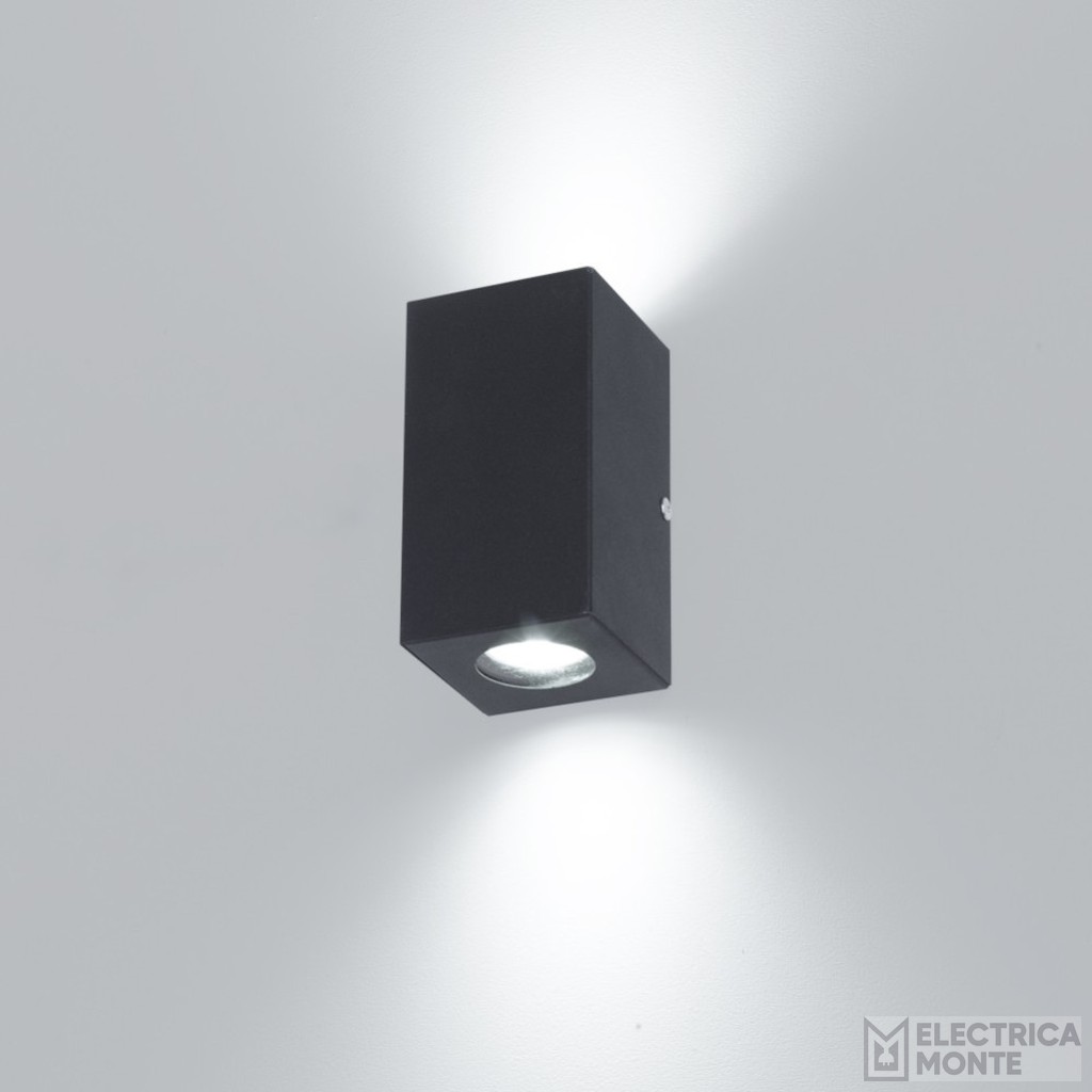 Aplique Rectangular Bidireccional 2 Dicroicas Gu10 Negro