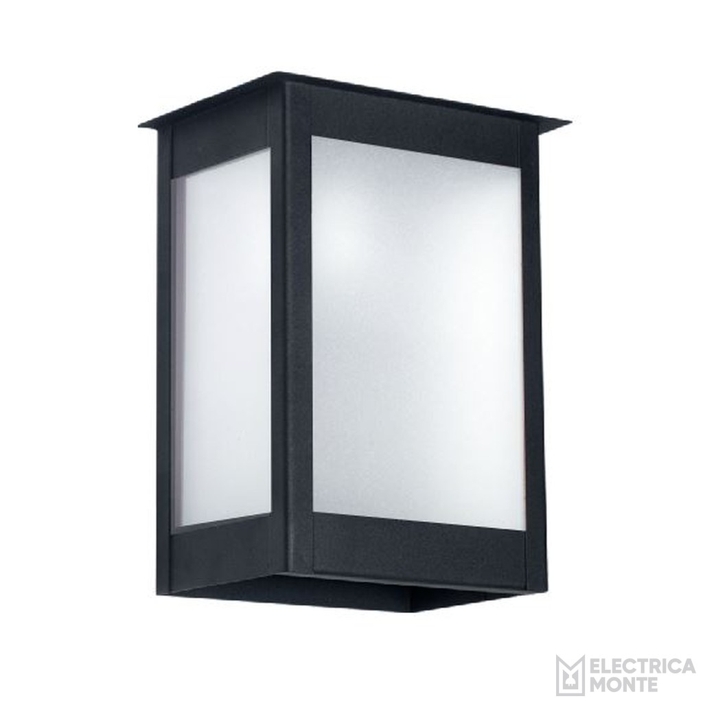 Farol Apolo 3 Caras Interior/Exterior Vidrio Satinado E27 Chapa Negro