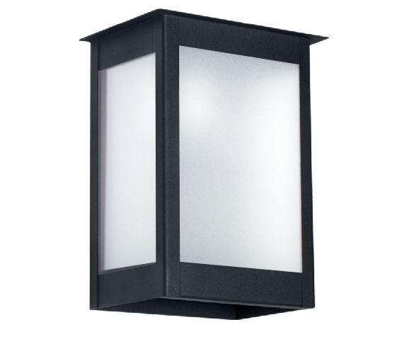 Farol Apolo 3 Caras Interior/Exterior Vidrio Satinado E27 Chapa Negro