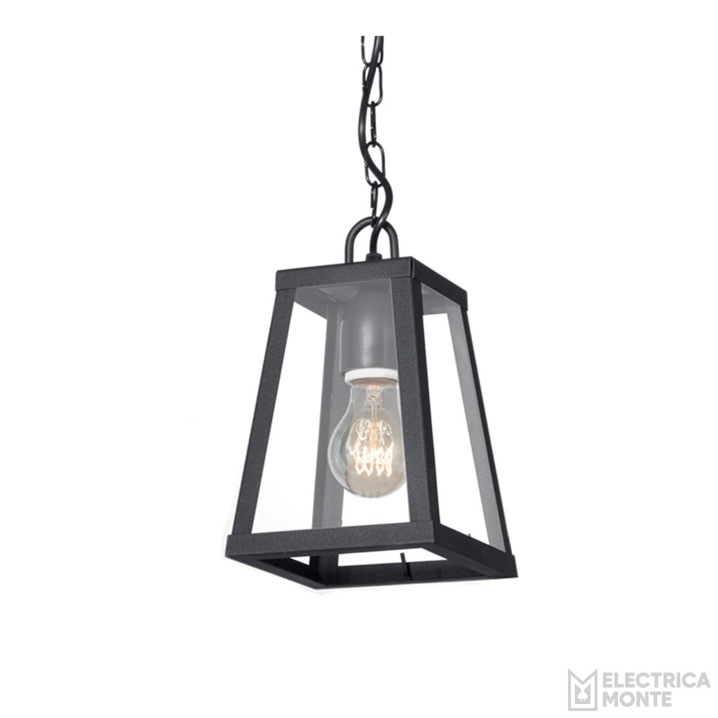 Farol Zeus III Minimalista Colgante Vidrio Transparente Zocalo E27 Chapa