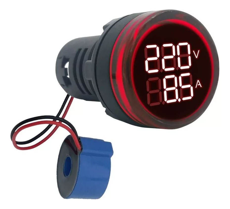 Voltimetro y Amperimetro Ojo Buey Rojo BAW