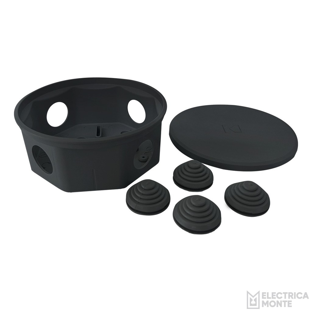 Caja Octogonal Redonda Negra con Tetón Kalop