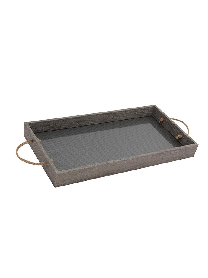 Bandeja de Madera c/ Fondo de Vidrio Marrón