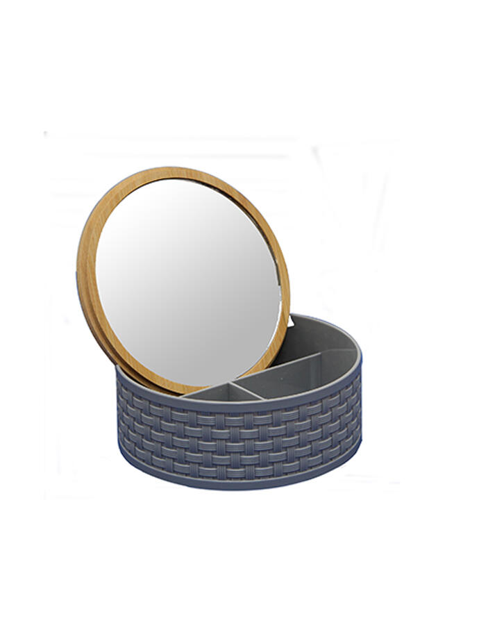 Organizador Make Up Circular con Espejo Gris