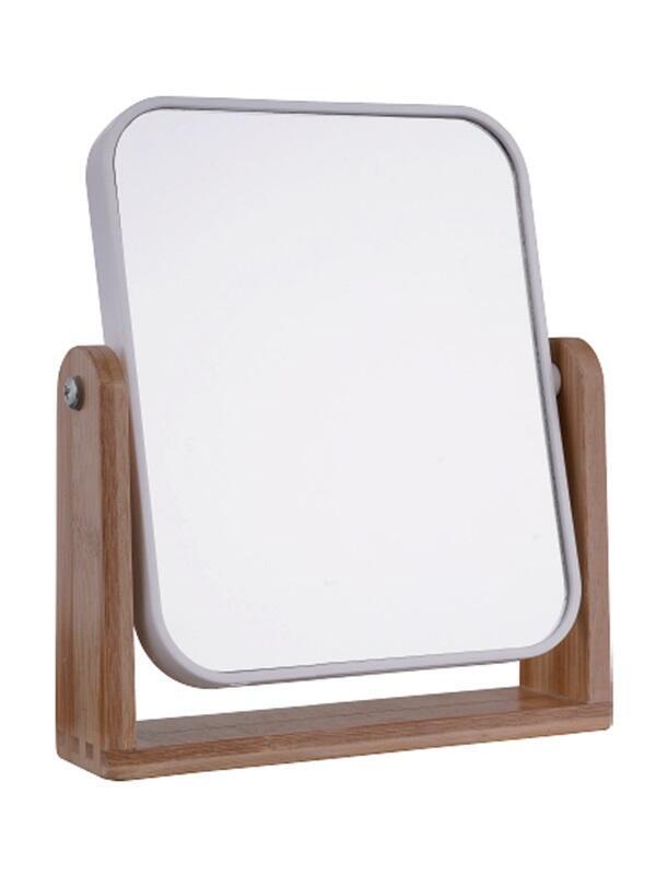Espejo Make Up Cuadrado con pie de Madera Blanco