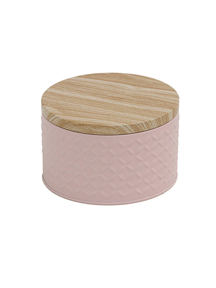 Lata Organizadora con Tapa de Madera Rosa