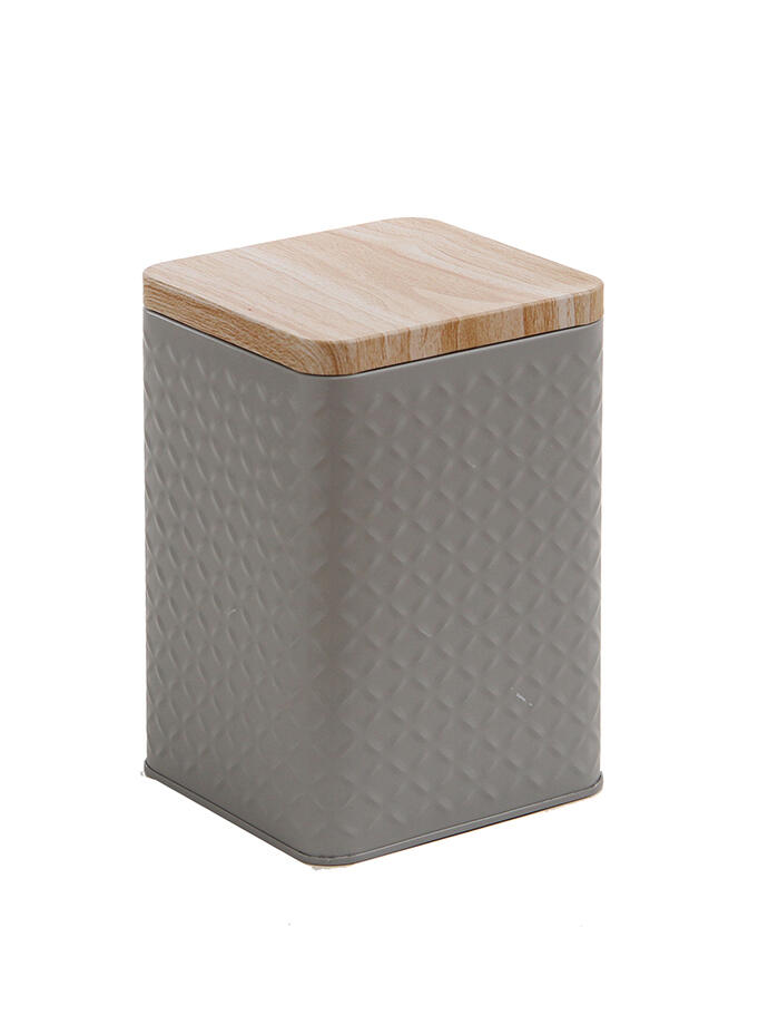 Lata Organizadora Rectangular con Tapa de Madera Gris