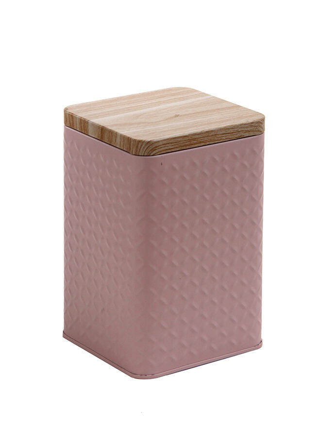 Lata Organizadora Rectangular con Tapa de Madera Rosa