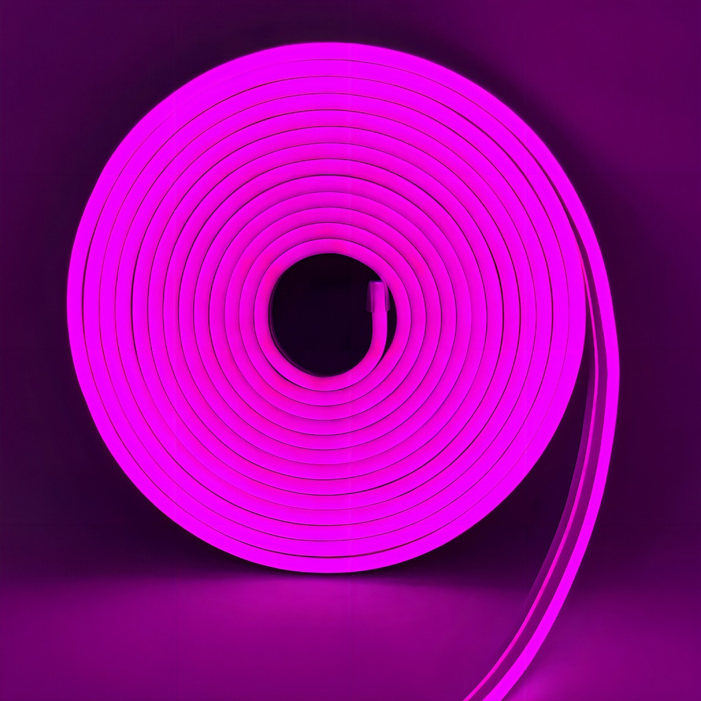 Kit Tira Neon LED 5 mts Completo con Fuente Fucsia