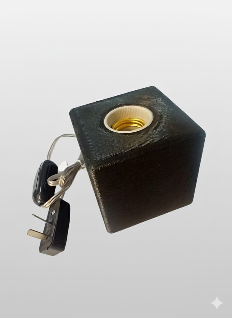 Base Lámpara Velador Cuadrado Negro