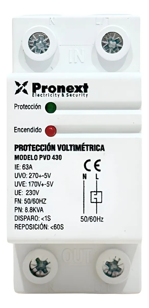 Protector de Tensión Analógico para Riel DIN 63A Pronext