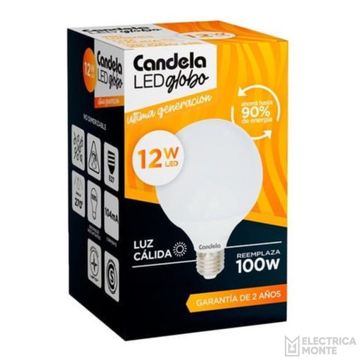 [6801] Lampara Globo 12w Calida Candela