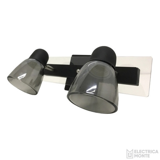 [S-211-NT] Spot Doble "SEGOVIA" con tulipa Negro