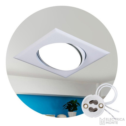 [SE-118-BLA] Spot de embutir cuadrado de pvc p/lampara AR-111 Blanco
