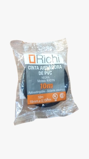 [R101N] Cinta Aisladora PVC Negra x10 mts Richi