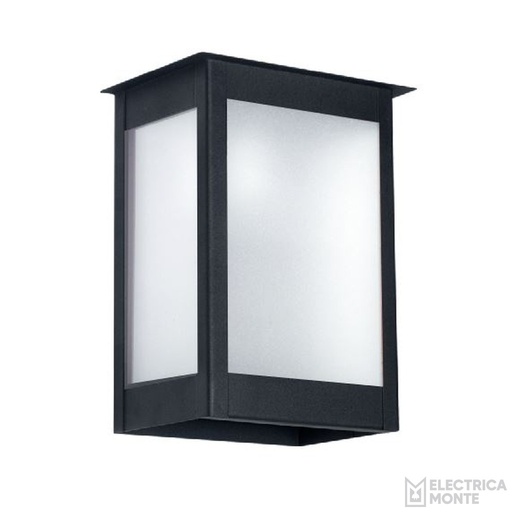 [803 S] Farol Apolo 3 Caras Interior/Exterior Vidrio Satinado E27 Chapa Negro