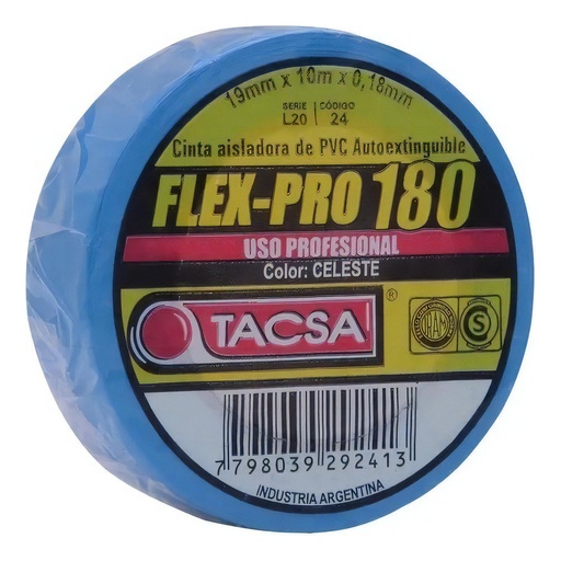 [01116Z] Cinta Aisladora PVC 10mt x 0.18mm Celeste TACSA