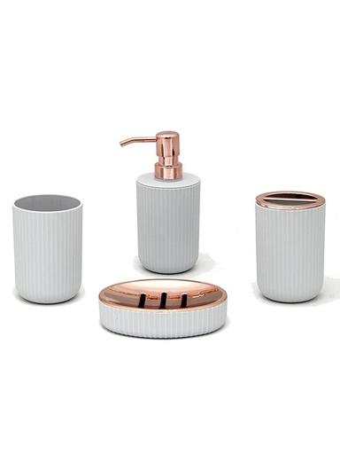 [BA1049] Set de Baño Metalizado Blanco