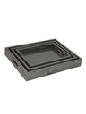 Set de 3 Bandejas de Madera con Fondo de Vidrio y Manijas Gris