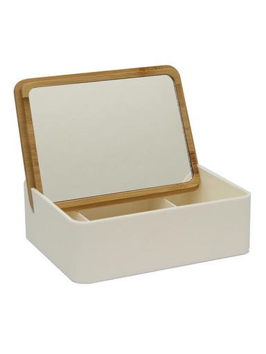 [EP16948B] Organizador Make Up Rectangular Liso con Espejo Blanco