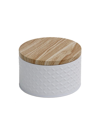 [LT3022B] Lata Organizadora con Tapa de Madera Blanco