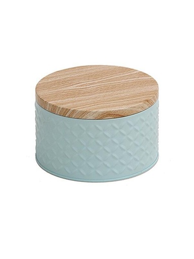 [LT3022C] Lata Organizadora con Tapa de Madera Celeste