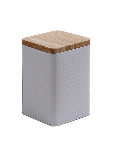 [LT3026B] Lata Organizadora Rectangular con Tapa de Madera Blanco