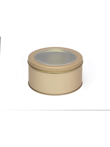 [LT3209D] Lata Organizadora Circular con Tapa Transparente Dorado