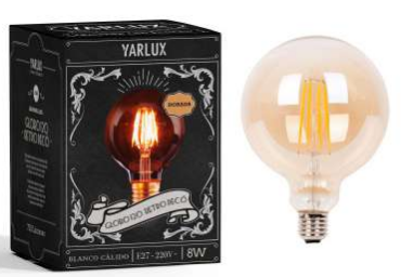 [163078] Lampara Deco Globo 95mm 8W E27 Dorada Calida Yarlux