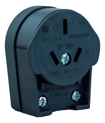 Ficha Hembra Bipolar +Tierra 10A Salida Lateral Richi