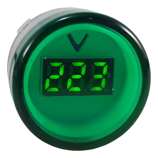 Voltimetro Ojo de Buey 22mm Verde