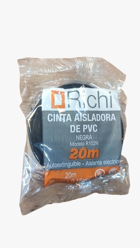 [R102N] Cinta Aisladora PVC Negra x20 mts Richi